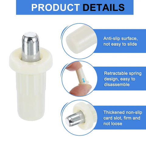 Close-up view of Kickass Spring Loaded Plantation Shutter Repair Pins For Window Louvers 50 Pack Metal Replacement Hardware with anti-slip design.