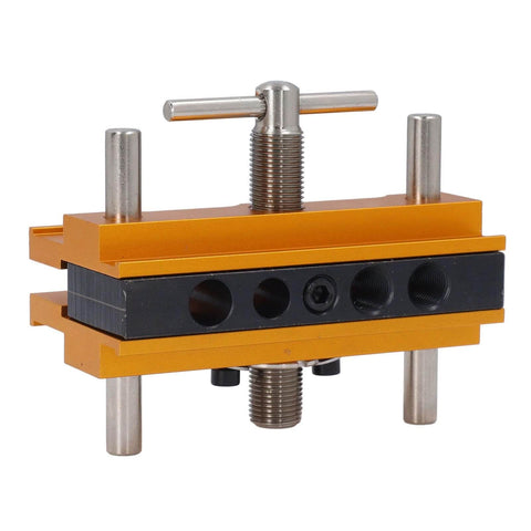 Auto Centering Dowel Jig Kit With Adjustable Drill Guide From 0.4 To 2.4 Inches Wide Six Bushings for precise straight holes
