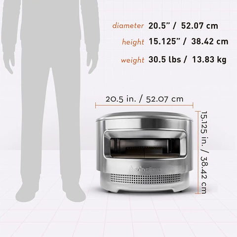 Pi Pizza Oven With Wood Or Gas Burner For Backyard Pizza Nights, Cordierite Stone Surface, size comparison with human