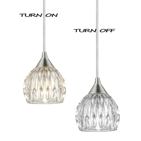 Three Pack Modern Mini Glass Pendant Lights For Kitchen Island With Crystal Clear Shades Nickel Finish Adjustable 47 Inch Cords ETL Listed E12 Base Ideal For Contemporary Kitchens And Bar Areas