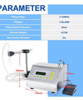 Compact Digital Control Liquid Filling Machine 5 To 3500ml With Pedal Or Auto Modes featured with control panel and nozzle.