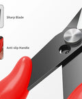 Close-up view of Two Pack 5 Inch Flush Cutters Spring Loaded Micro Wire Cutters Zip Tie Cutter for electronics jewelry 3D printing
