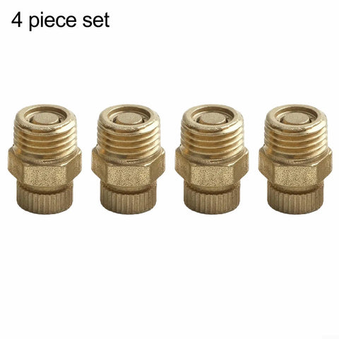 Heavy Duty Set Of Four Brass Drain Screws For Air Compressor Tanks And Compact Pumps Built Like A Tank With No Sweat Swapping Foolproof Threads Super Reliable Water Flush Drain Valve Kit - close-up view of brass drain screws