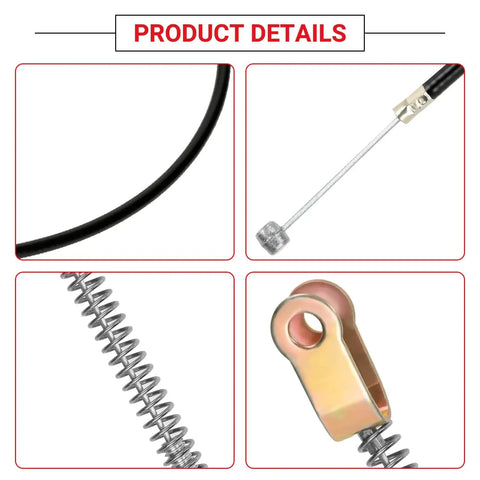 Close-up view of 56 Inch Go Kart Brake Cable Kit components for Predator 212cc 196cc and GX Series Engines showing details and fittings.