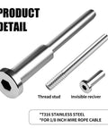 50 Pairs Invisible Cable Railing Kit For One Eighth Inch T316 Stainless Steel Cable Hardware With Invisible Receivers And Swage Stud Ends detail