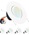 Gimbal LED Recessed Lighting Can Lights 5/6 Inch, 11W Equivalent To 90W, Five Color Temperature Options 2700K To 5000K, 4 Pack