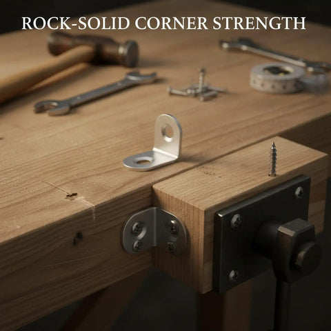 Heavy Duty Stainless Steel 90 Degree L Bracket For Furniture Reinforcement And Shelf Support 1.6mm Thick Silver Finish