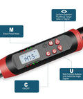 Display and controls of Pro Grade Half Inch Digital Torque Wrench With Angle And Preset Memory, 10-200 Nm and 7.38-147.5 Ft-Lb