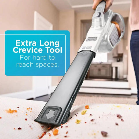 Handheld Cordless Car Vacuum Portable with Extra Long Crevice Tool cleaning crumbs on sofa