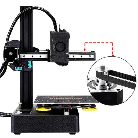 3D printer with highlighted 6mm Closed Loop Timing Belt One Piece Built For Precision CNC And 3D Printers With 162 164 166 168 170 172 174 176 178 180 182 184 186 188 190mm Lengths 2GT Series Built To Last Rugged Durable Rubber Drive Belt