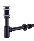 Bathroom Sink Stopper P Trap Complete Set Adjustable One And One Quarter Bottle Trap Solid Brass Drain Kit With Tube And Pop Up Stopper Matte Black No Overflow Includes All Parts For Easy Install side view