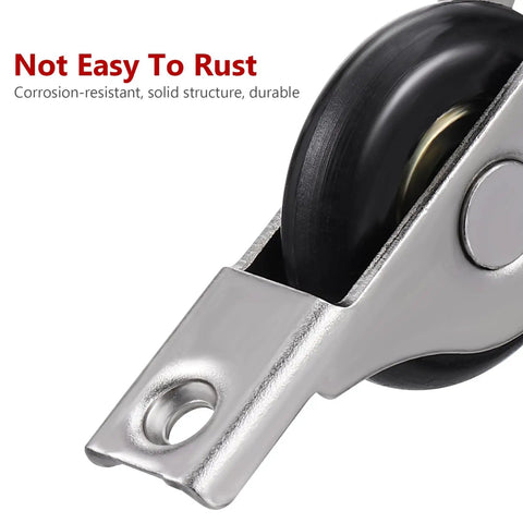 Heavy Duty Sliding Door Roller Wheels Kit With Slick Nylon Casters For Barn Glass And Closet Doors showing durable nylon wheel with metal bracket.