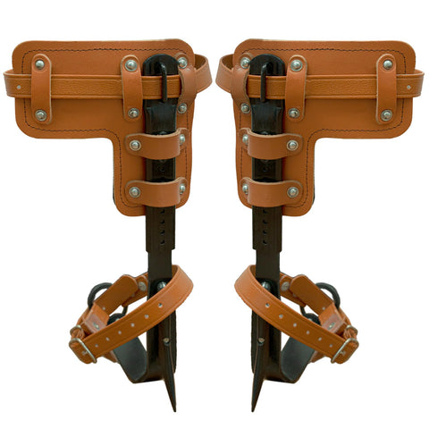 Beefed Up Heavy Duty Tree Climbing Spikes Set 1 Pair Alloy Steel Climbing Spurs with leather straps for rugged outdoor jobs