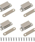 Mini Magnetic Cabinet And Door Latch Closures Pack Of 4 With 5 Lb Magnets, Stainless Steel Construction, Includes Screws