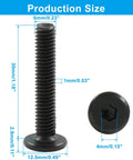 Front view of 20 Pack M6 30mm Flat Head Socket Cap Screws Countersunk Bolts For Furniture Carbon Steel, showing dimensions
