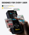 Pro Grade Laser Distance Meter With 2.4 Inch IPS Touchscreen, 178 Degree Viewing, 165 Feet Range, Angle Sensor, Bubble Level, Large Font Readouts, Built For Quick, Easy Measurements On The Job Site, shown with large font mode
