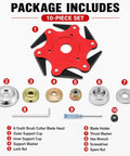 10-piece set including Heavy-Duty 6-Tooth Brush Cutter Blade For Yard Machines And Lawn Tractors made from heat treated 65Mn steel.