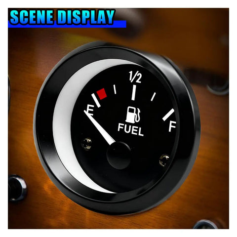 Universal 2-Inch 52mm 12V Fuel Level Gauge With Nut And Bracket E-To-F Tank Meter For RV Boat Truck Marine Vehicle 240-33 Ohm Compatible Auto Gas Tank Gauge Kit Black