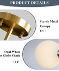 Six Light Frosted White Glass Globe Sputnik Chandelier in Modern Gold Finish metal canopy and glass globe details