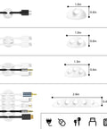 White Cable Management Organizer Kit For Desk TV And PC No More Cord Chaos Under Desk Tidy Your Cords With Adhesive Cord Clips