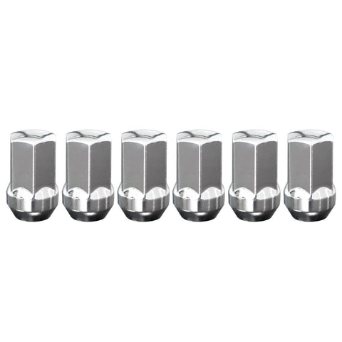 Six chrome lug nuts from Front Wheel Bearing Hubs Kit For Dodge Durango 2011 2012 2013 2014 2015 2016 2017 2018 2019 2020 And Jeep Grand Cherokee 2011 2012 2013 2014 2015 2016 2017 2018 2019 2020 2021 Includes Two Front Wheel Bearing Hubs Assemblies And Twelve Chrome Lug Nuts