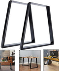 Beefed Up Heavy Duty Trapezoid Metal Table Legs 28 Inch Set Of 2 Black With 1000lb Load Capacity For DIY Coffee Tables Modern Desks