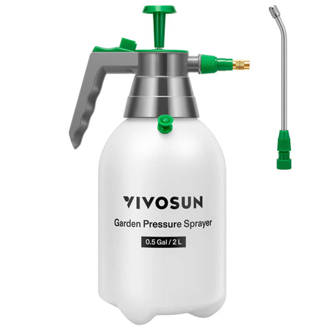 Durable Handheld Garden Sprayer 2L pump sprayer with 68 oz capacity safety valve adjustable nozzle extended spray rod and extra seals