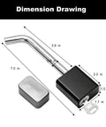 Dimension drawing of Five Eighths Inch Bent Heavy Duty Trailer Hitch Lock Pin For Class III And IV Two To Two And A Half Inch Receivers