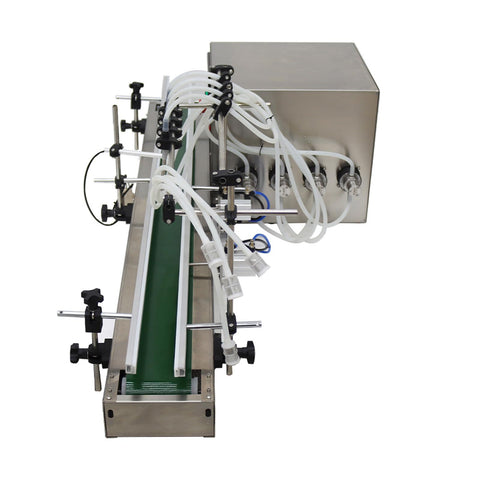 Zero Fuss Automatic Desktop 4 Head Liquid Filling Machine With Digital Controls And Rock Solid Stainless Steel Frame For Slick Dosing Of Drinks Beauty Products And Syrups 110V with filling hoses and conveyor