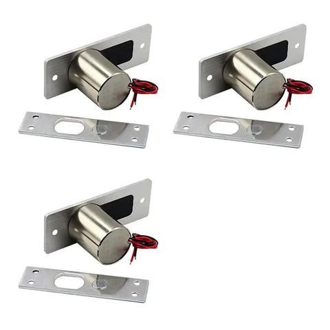 Tough As Nails Waterproof Electronic Drop Bolt Door Lock With DC 12V Induction Switch, stainless steel, four units and mounting plates.