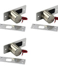 Heavy Duty Triple Waterproof Electronic Drop Bolt Lock With Dc Twelve Volt Induction Auto Deadbolt and Slick Magnetic Trigger For Wood Or Metal Doors, classic silver finish.