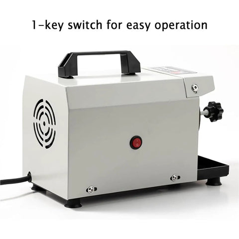 Professional Grade 220W Electric Scissors Sharpener side view showing 1-key switch and handle for easy operation.
