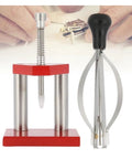 Red Watch Repair Tool Kit With Hand Puller Remover 10 Durable Plastic Dies Alloy Steel Build Ideal For Pro Watchmakers And Horology Enthusiasts Essential Timepiece Repair Tools steel and red tool with background usage