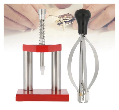 Red Watch Repair Tool Kit With Hand Plunger Puller Remover Set, Solid Alloy Steel Build And 10 Plastic Dies, ergonomic tools