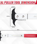 Dual Hook Oil Seal Puller And Oil Seal Removal Tool dimensions with galvanized steel frame and non-slip red handle