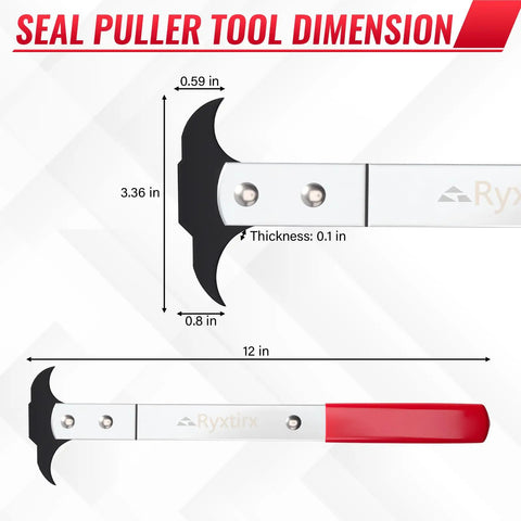 Dual Hook Oil Seal Puller And Oil Seal Removal Tool dimensions with galvanized steel frame and non-slip red handle