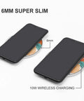 Watercolor Flowers Wireless Charger 10W Fast Charge Pad For Phones Slim Portable On The Go Charging Mat, side view under phones