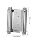 Heavy Duty Double Action Spring Hinge 2Pack Stainless Steel Cafe Saloon Door Hardware Rust Proof close-up image with dimensions.