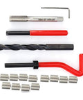 M10x1.25 Stainless Steel Rethreading Tap Set All-In-One 17-Piece Thread Repair Kit with tools and 12 thread inserts shown