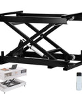 Heavy Duty Electric Scissor Lift Table With Foldable Hydraulic Platform And Dual Remote Manual Controls For Rocking 330 Lb Loads, close-up view.