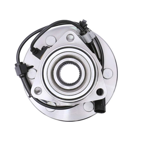 Front Wheel Bearing Hub Assembly Set Of 2 For 4WD Chevy Silverado 1500 Tahoe Suburban Express 1500 Yukon Sierra Savana 1500 Cadillac Escalade 2000 To 2006 Compatible top view with 6-lug and ABS cable.