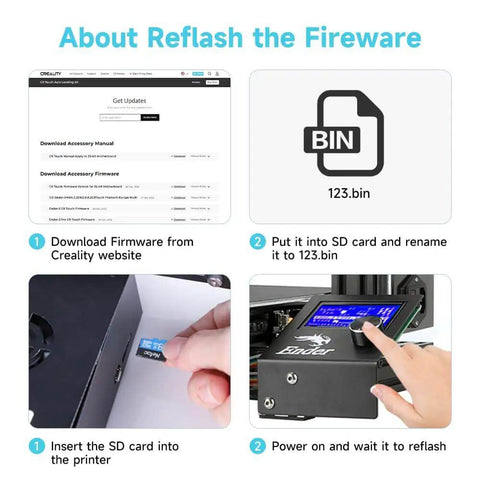 Guide for reflashing firmware for CR Touch Auto Leveling Kit on Ender series 3D printers with 32 Bit Mainboard V4.2.2 V4.2.7
