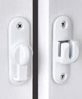 Front view of White Barn Door Latch Set With 90/180 Degree Gate Lock Ideal For Cabinets Sliding Doors And Bathrooms Zinc Alloy