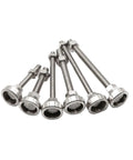 Set of six heavy duty M10 threaded bolts with anti-vibration bases, designed for Heavy Duty Adjustable Furniture Leveler Pads.