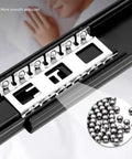 Close-up of Three Section Drawer Runners With Damping And Soft Close, Full Extension 45cm Ball Bearing Slides, stainless steel construction.