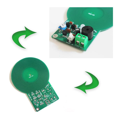 DIY Electronics Soldering Practice Kit For Metal Detector Projects And Teaching Supplies DC 3V To 5V Power Hands On Soldering Hobby Kit For Classrooms And Makerspaces Beginner Friendly Solder Practice, showing circuit board setup