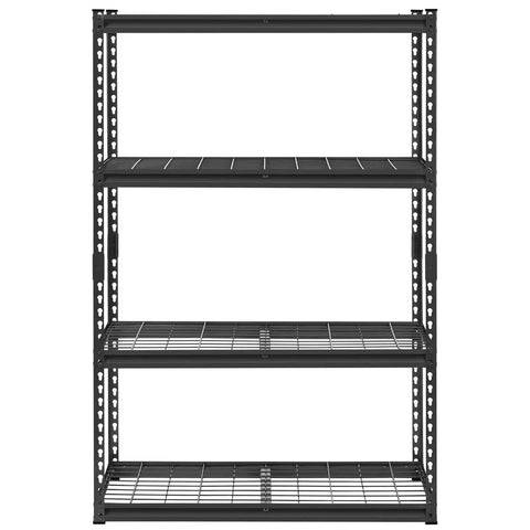 Front view of Beefy 4 Tier Heavy Duty Storage Shelving Unit For Garage Or Workshop 2400 Lbs Total Capacity Adjustable Metal Shelves