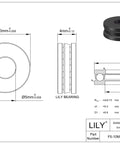 Technical diagram of Compact 5x10x4mm Thrust Ball Bearing Set, 3 Part Separable Assembly in Chrome Steel, with dimensions