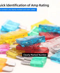 Prime Choice Mini Blade Fuse Assortment Kit Arrives Loaded With A Sturdy Puller And Packs 100 Badass Auto Car Fuses Covering 3 To 40 Amps To Keep Your Rig Rolling Smooth Across Every Haul with colorful mini blade fuses clearly marked by amp rating.