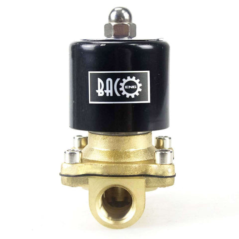 Front view of Brass Heavy Duty Electric Solenoid Valve Three Eighths Inch NPT 110V AC for water irrigation and fluid lines